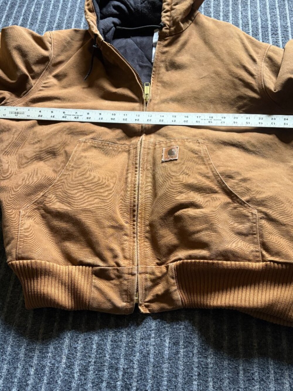 Carhartt Active Jac Vintage J130 BRN Hooded Brown Size Large Quilted - Picture 11 of 13